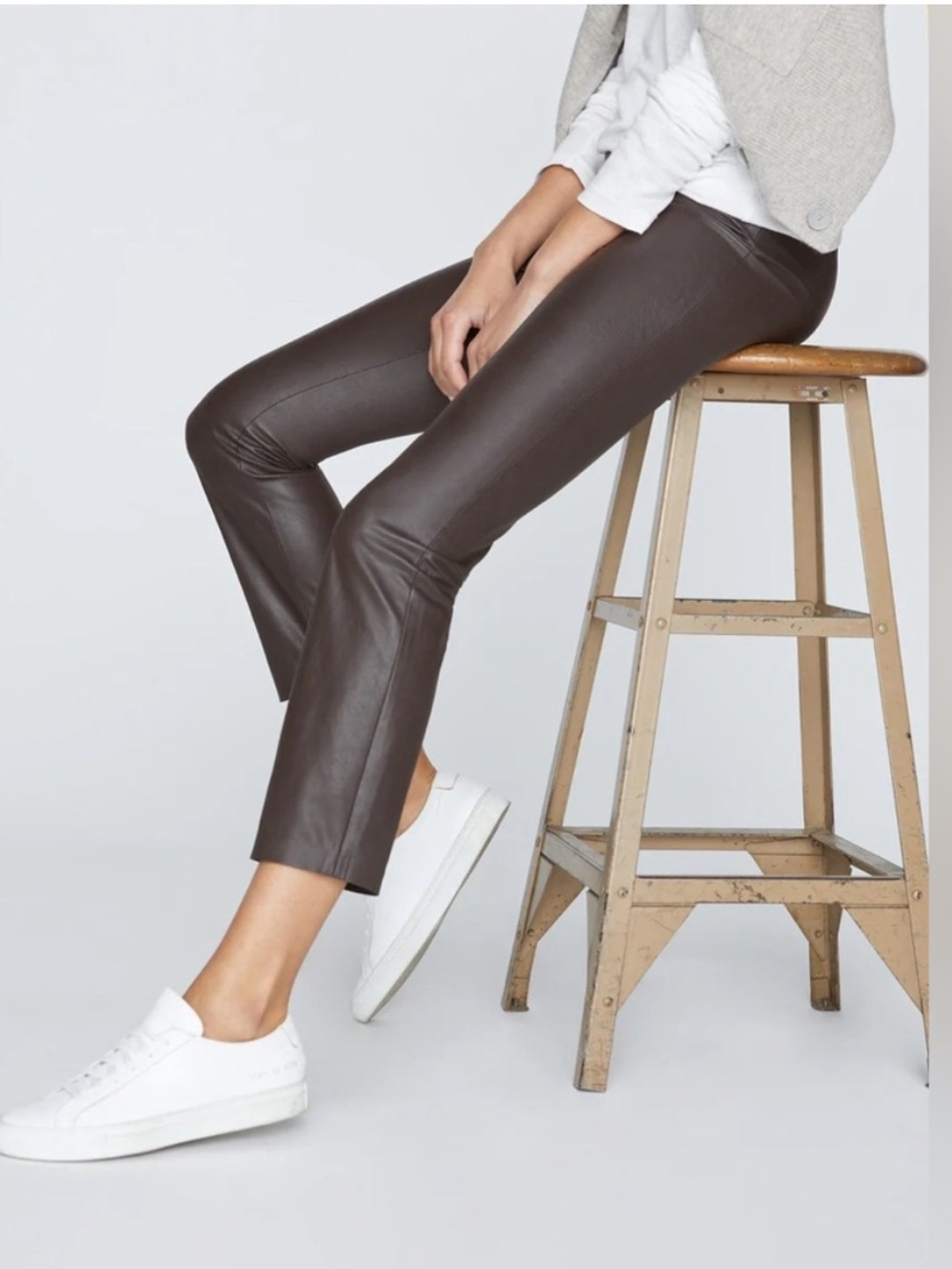 Brochu Walker Faux Leather Crop Pants - Chocolate Brown Size M